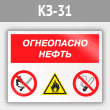 Знак «Огнеопасно нефть», КЗ-31 (металл, 400х300 мм)